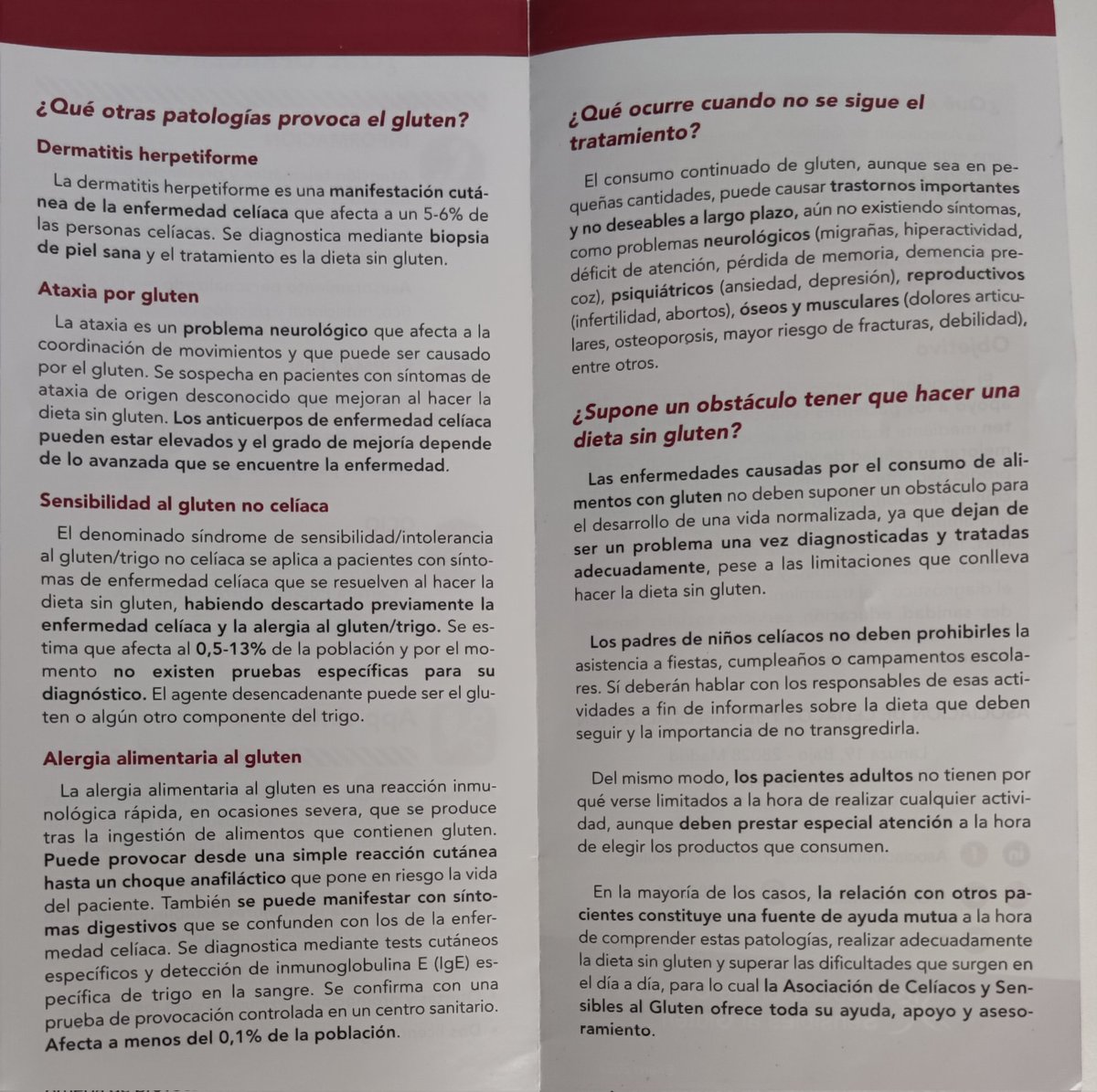 Un tríptico muy interesante de la Asociación de celiacos y sensibles al gluten. Tómense 5 minutos en leerlo, a lo mejor se sorprenden y asocian algún síntoma que muchas veces pasan infradiagnosticados.
<a href="/FACEceliacos/">Federación de Asociaciones de Celiacos de España</a>