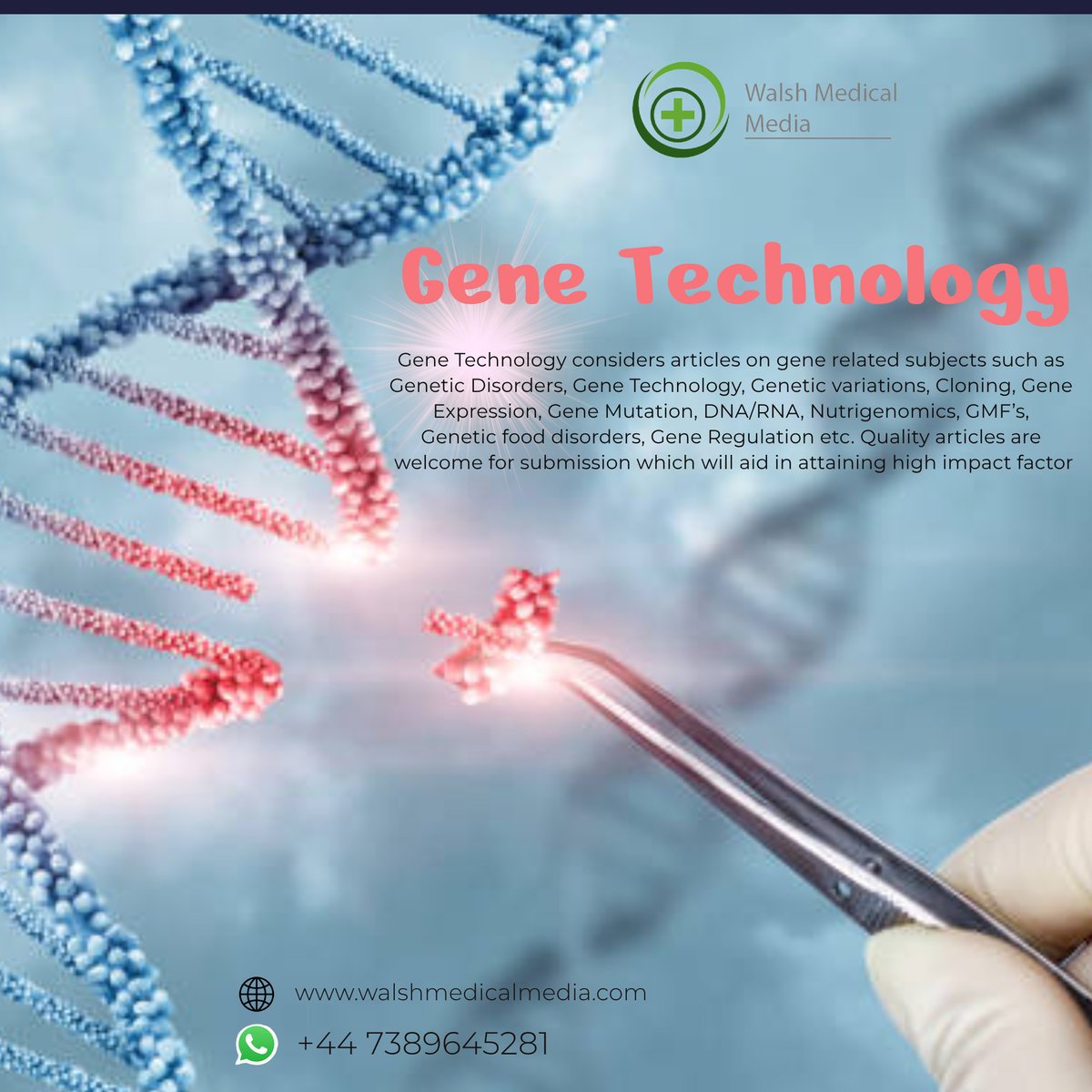 WalshMedical's tweet image. 📢 Exciting opportunity! Calling all authors interested in #genetechnology! 🧬 Join us in shedding light on the latest advancements in our upcoming issues. Share your insightful research and be part of the conversation! 🌐 #callforpapers #oriele #researchers #articles