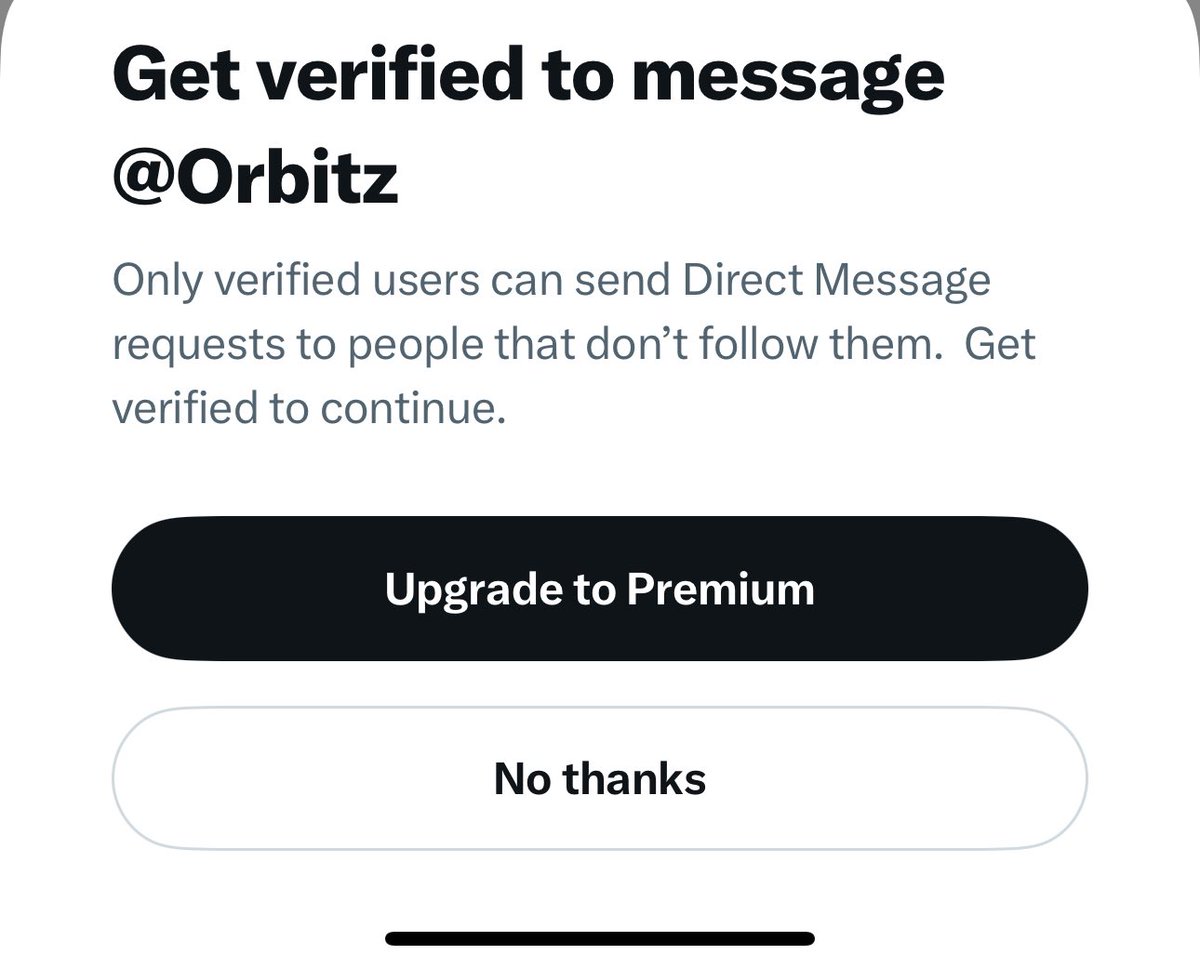 jramirez's tweet photo. @Orbitz @Orbitz I cannot send you a private message because I’m not a premium subscriber (see image) https://t.co/VM3Vxvpas8