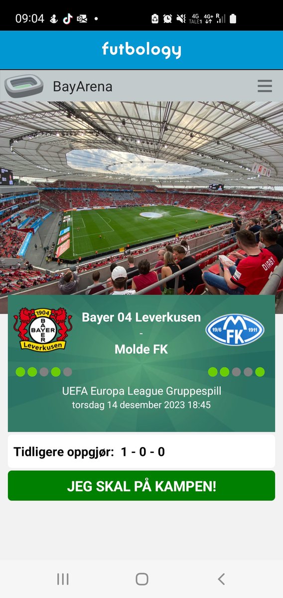 Bortekamp i #UEL #MoldeFK. Kan ikke bli annet enn en stor opplevelse!