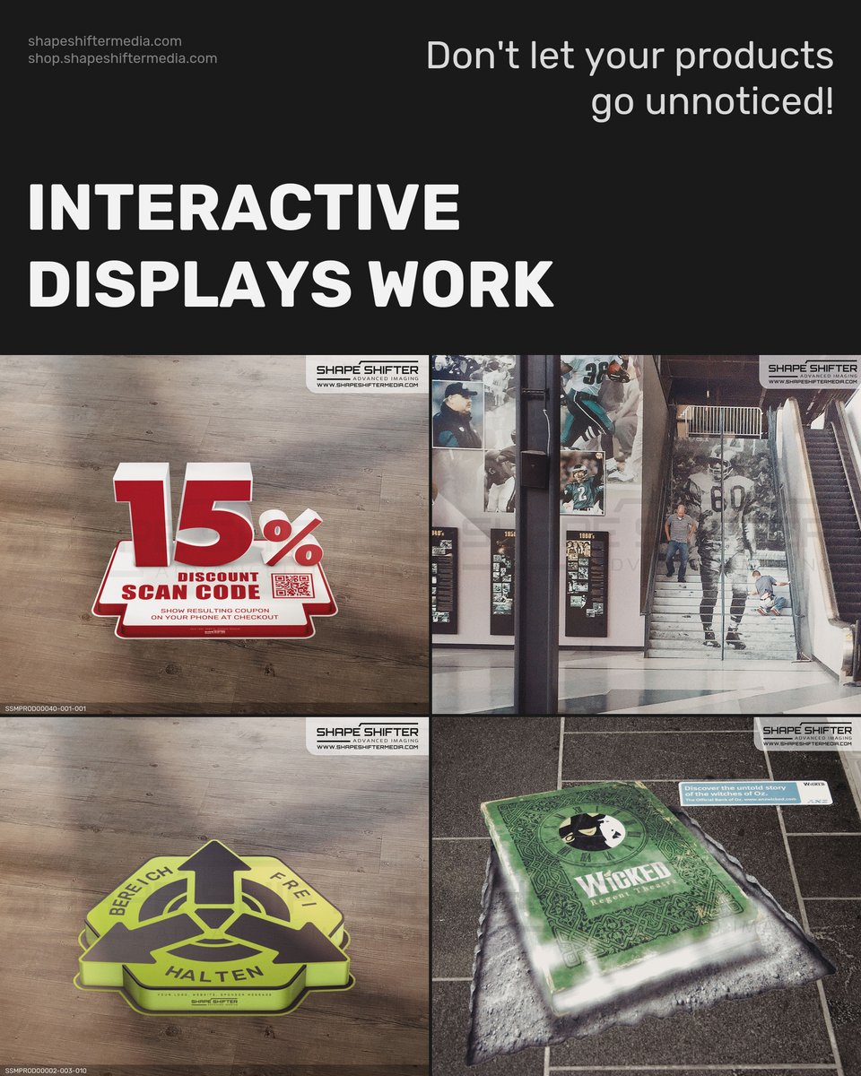shapeshiftergfx's tweet image. ssm.li Want to make your product pop? Use 3D floorgraphics to showcase your product in a whole new light. #retailadvertising #customfloorgraphics #customerexperience #pointofsale #limitedtimeoffer #vinylfloorgraphics #flooradvertisement #floorwraps #retailmanage