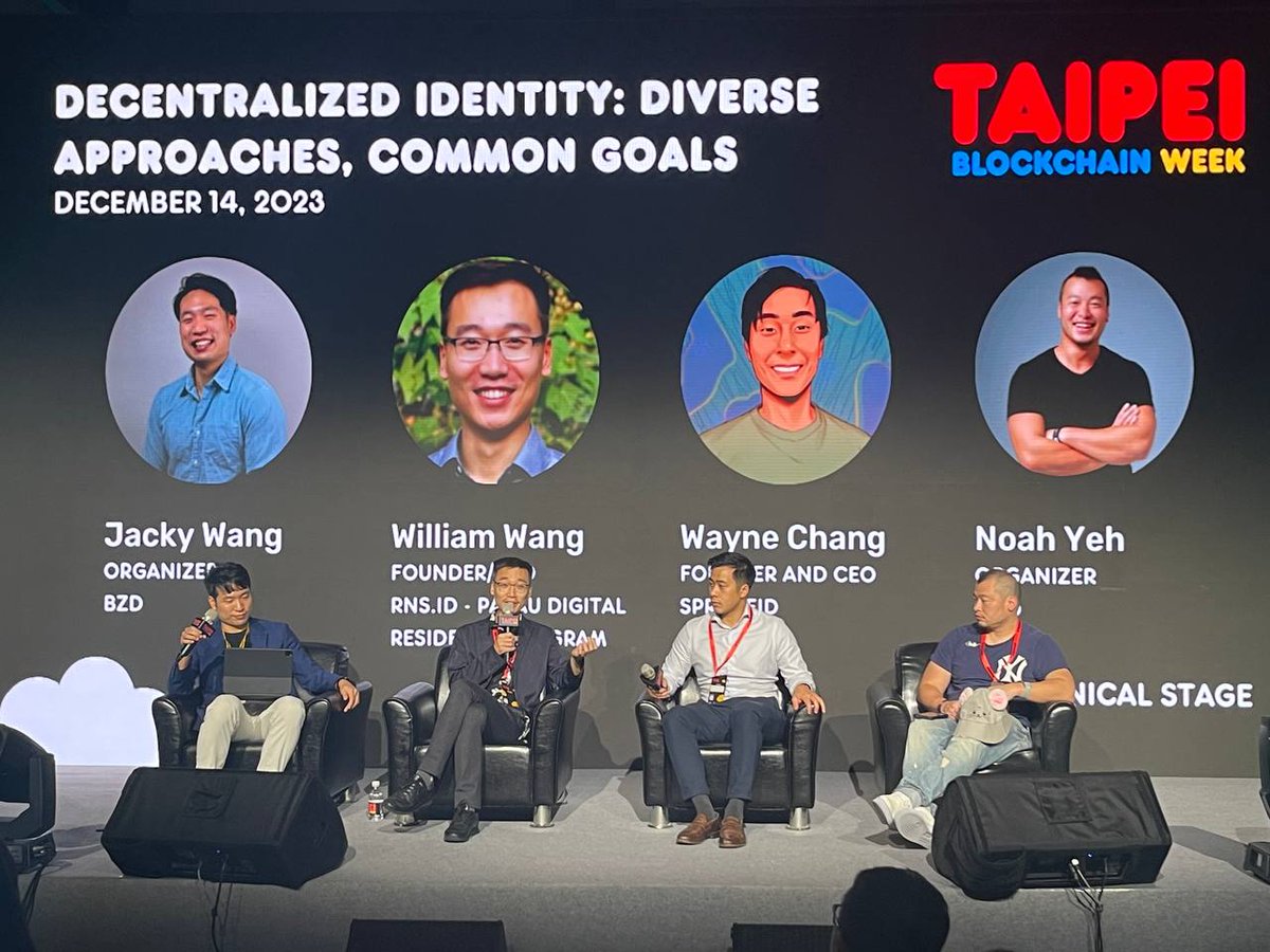 Exploring #DID use cases in Taiwan, Palau, and Cali at #TBW2023. William Wang (@RNS_global), and Wayne Chang (@SpruceID), Noah Yeh (@da0_g0v_tw) insights on digital residency and identity solutions also emphasizing practical applications and regional adaptations.