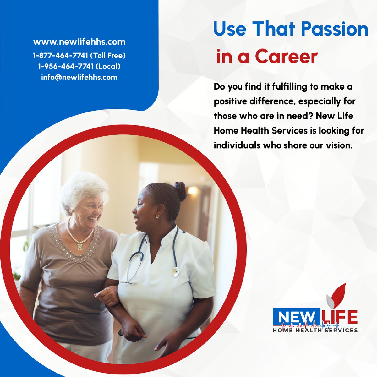 With us, you get to have the opportunity to improve people's lives and build meaningful connections with them. Use that passion in your career and join our team here: tinyurl.com/jnzee2ch. 

#HomeHealthCare #DonnaTX #PassionateCareer