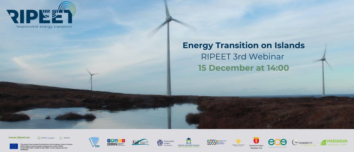 📢Don't miss the chance to hear from one of the 30 chosen #RenewableIslands for 2030, the Aran Islands, and the RIPEET pilot, the Outer Hebrides!
🗓️Join us tomorrow at 14 for the RIPEET webinar!

🖱️Register now🏄‍♂️t.ly/glkeQ