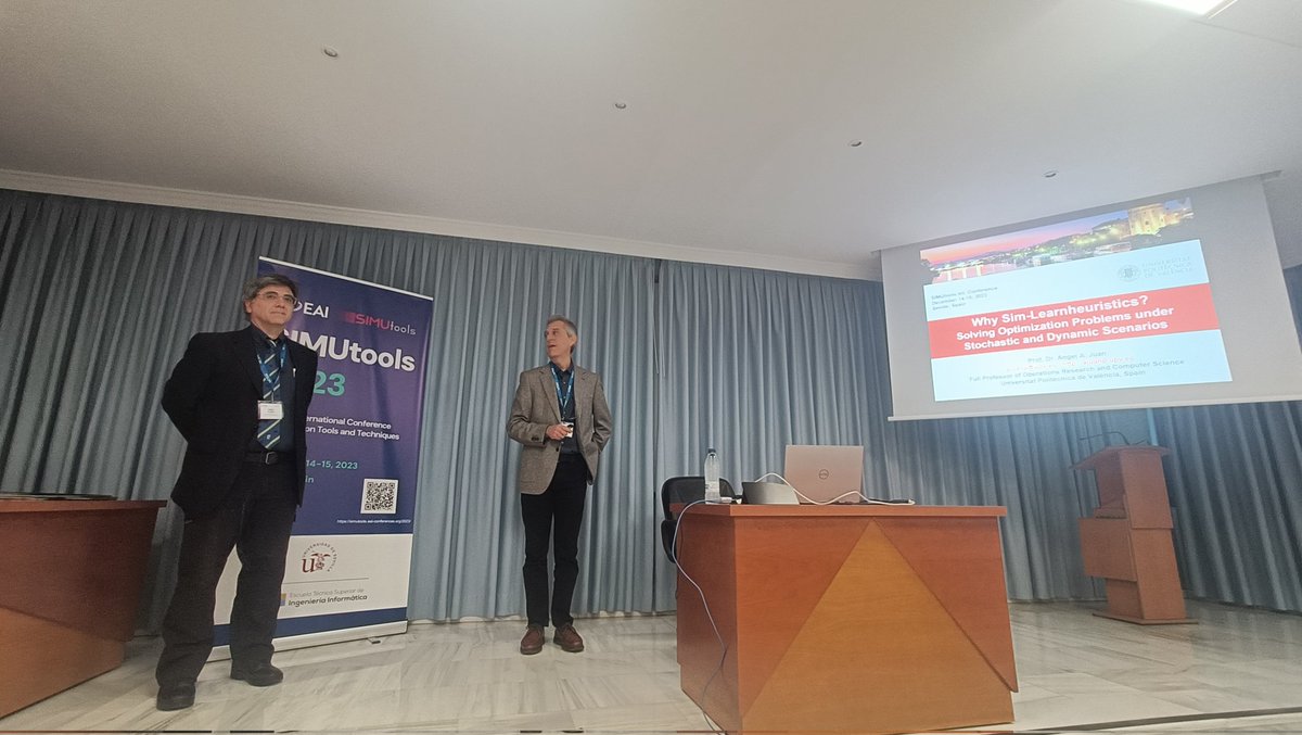 etsii's tweet image. #Hoy #Today we are hosting #SIMUTools2023

15th #EAI International #Conference on #Simulation Tools and Techniques

Let start with first keynote by Prof. Ángel A. Juan from @UPV #OperationResearch and #Computer