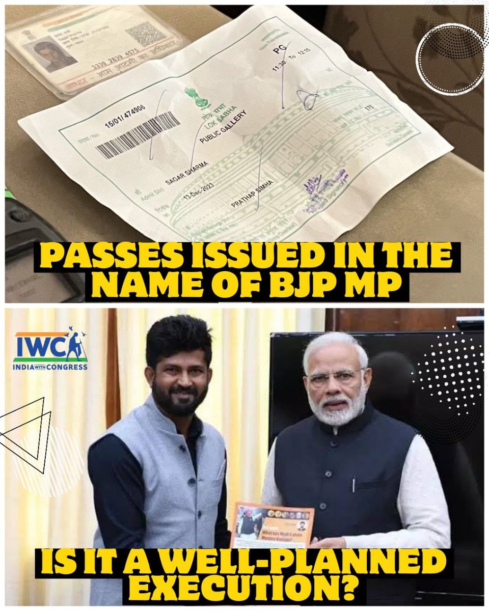 Shocking incident.
Attack inside the parliament. 

BJ Party MP provided the pass
The person entered the parliament voted for the BJ Party, as per his father's statement. 

Modi, who failed India, now failed to protect the safety of MPs. 
Modi must take responsibility
#ModiFailed