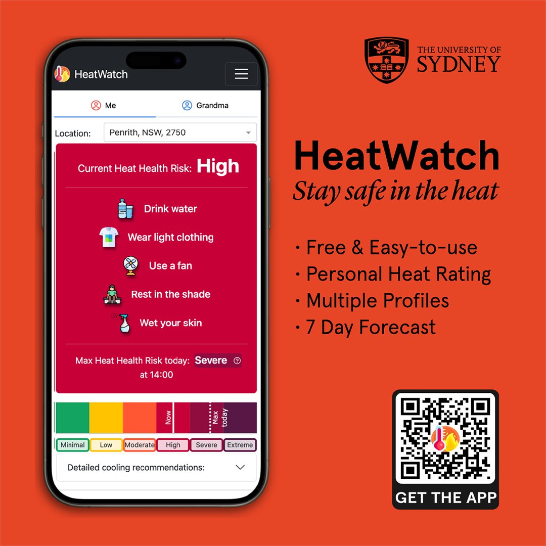 It is so good that this #HeatWatch app is free and launched today - #mentalhealth impacts of #heatwaves and even single #hotdays are substantial & this could really make a difference. We must also #phaseoutfossilfuels @RANZCP @amapresident @DocsEnvAus @healthy_climate @schf_kids