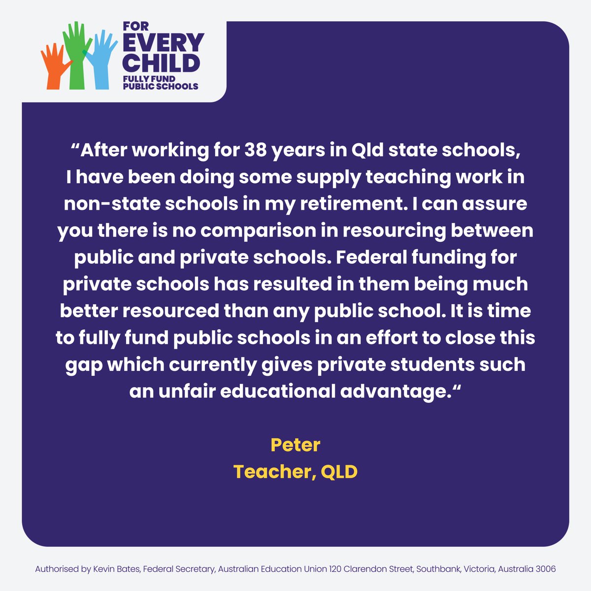Australia has one of the most inequitable schooling systems in the world. If we want all children to have the same opportunities for success, governments must ensure that public schools are fully funded to cater to the needs of every student. #auspol @JasonClareMP @AlboMP