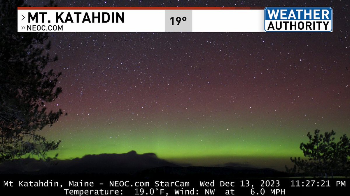 Sneaky aurora out there tonight. Here's the view from the NEOC (New England Outdoor Center) starcam tonight.