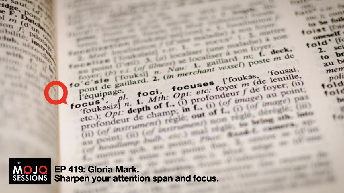 Many struggle to focus today, to maintain our attention, to be present. <a href="/GloriaMark_PhD/">Dr. Gloria Mark</a> has spent 20 years studying multitasking, interruptions &amp; productivity in the digital age. My conversation with Dr Mark shorturl.at/elmDQ or search #themojosessions on your pod player.