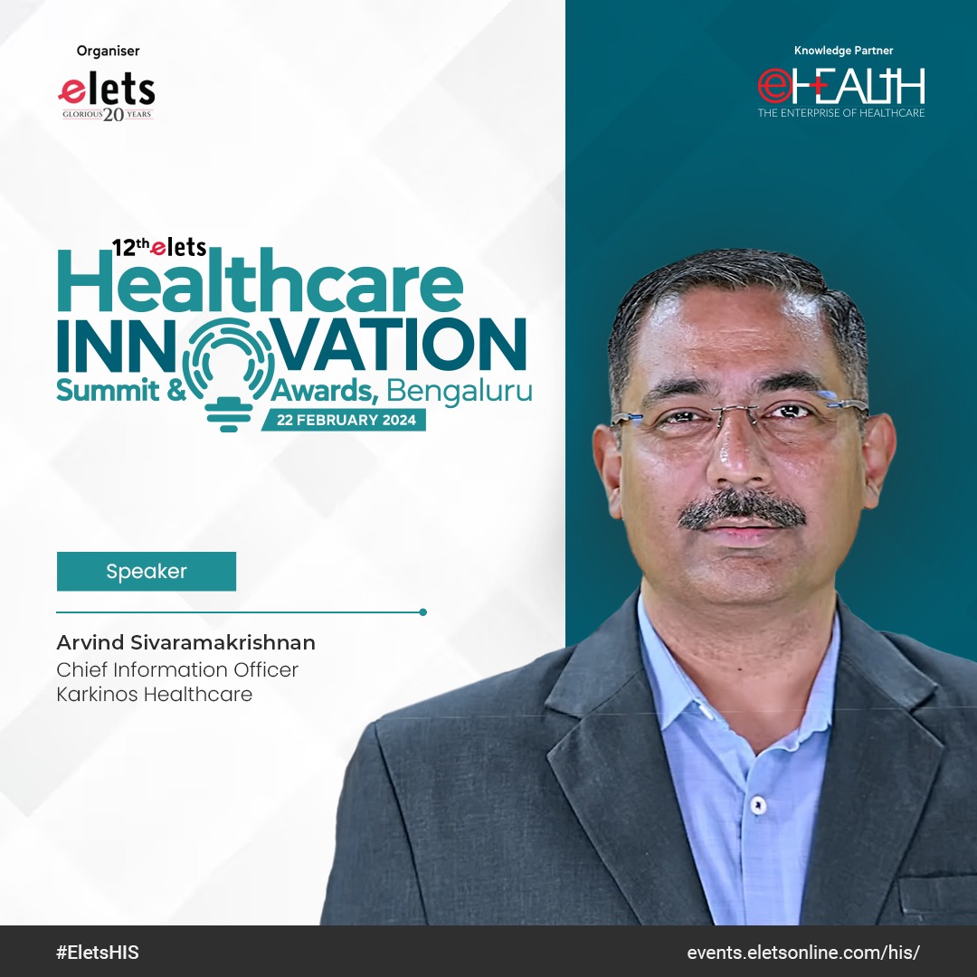 ehealthonline's tweet photo. Introducing our Esteemed Speaker Arvind Sivaramakrishnan, Chief Information Officer, @karkinoshealth for the 12th Elets Healthcare Innovation Summit &amp; Awards.

𝐃𝐚𝐭𝐞: 22 February 2024
𝐋𝐨𝐜𝐚𝐭𝐢𝐨𝐧: Bengaluru

For more details, visit: https://t.co/OxDGNXWq16

#EletsHIS https://t.co/V4270bEdjo