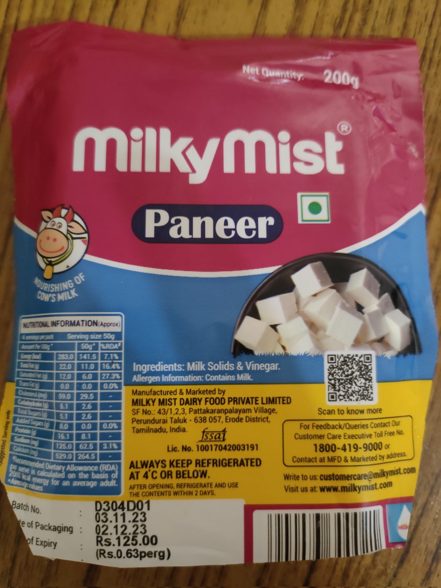 vinsgupta's tweet photo. @TataCompanies @StarBazaarIndia
 @SeasonsMallPune @MilkyMistIndia
I purchased this Milkymist sePaneer on 10th Dec which has already expired on 02nd Dec. its a big mistake from my end but how come star bazaar put them in their shelves. please see attached bill as well https://t.co/3BCmBrXskk