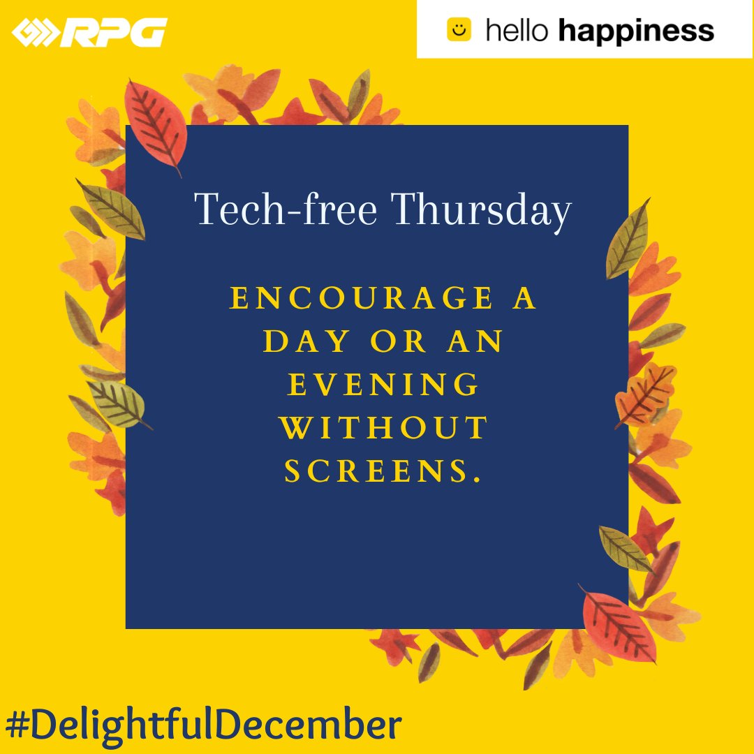RPGEnterprises's tweet image. Embrace the magic of a Tech-Free Thursday.
Unplug your mind and soul, while your screens unwind.

#ThisIsRPG #TechFreeThursday #DelightfulDecember #Unwind