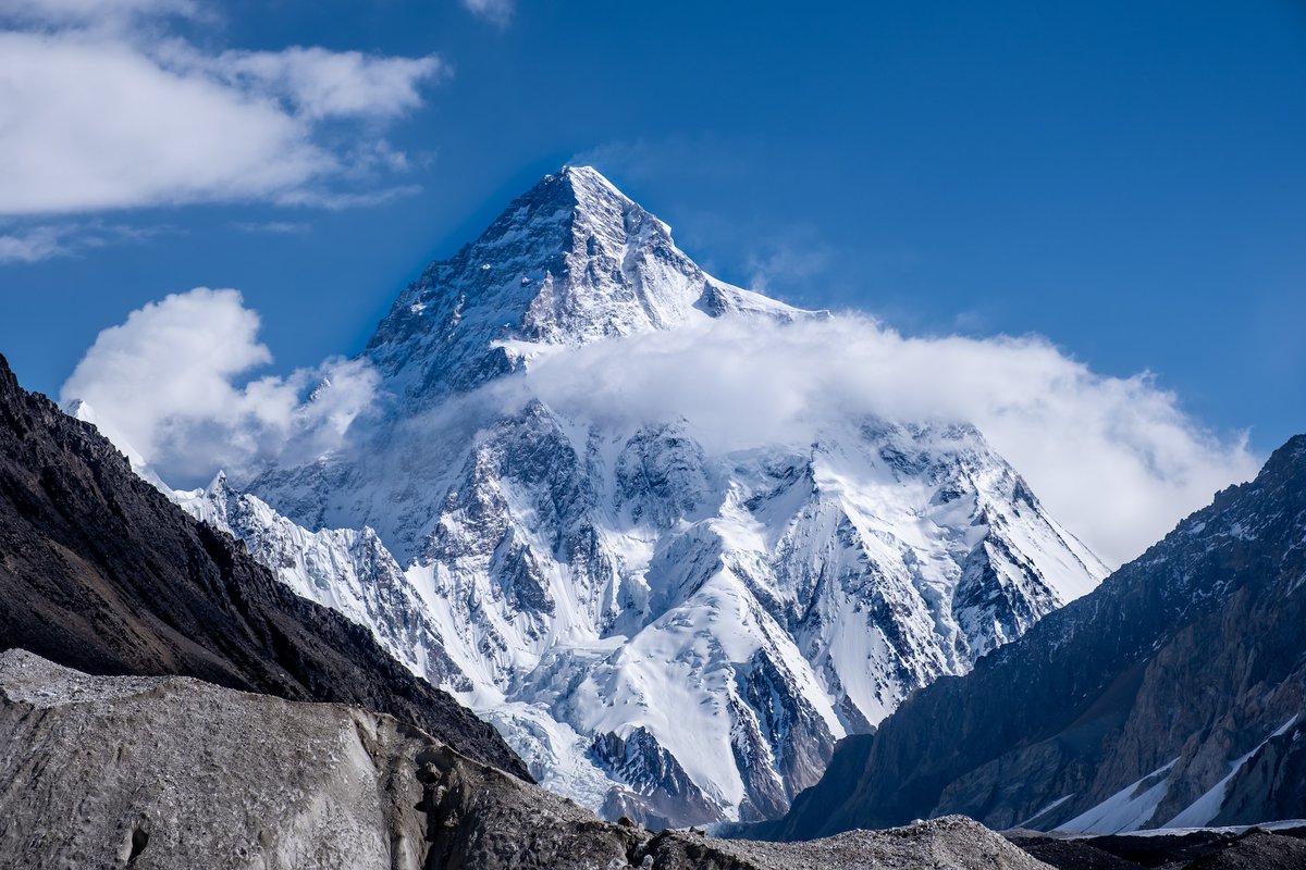 K2, at 8,611 metres (28,251 ft) above sea level, is the second-highest mountain on Earth, after Mount Everest at 8,849 metres (29,032 ft). It lies in the Karakoram range, partially in the Gilgit-Baltistan region of Pakistan-administered Kashmir and partially in the…
