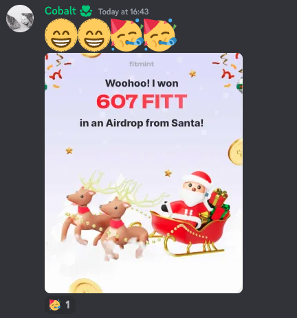 FitmintClub's tweet photo. Over 200,000 $FITT has been airdropped by Santa over the last 3 days 🎅🎁 You can join now and start winning for FREE!

Here is how you can join for FREE: https://t.co/IQvjHtDApS