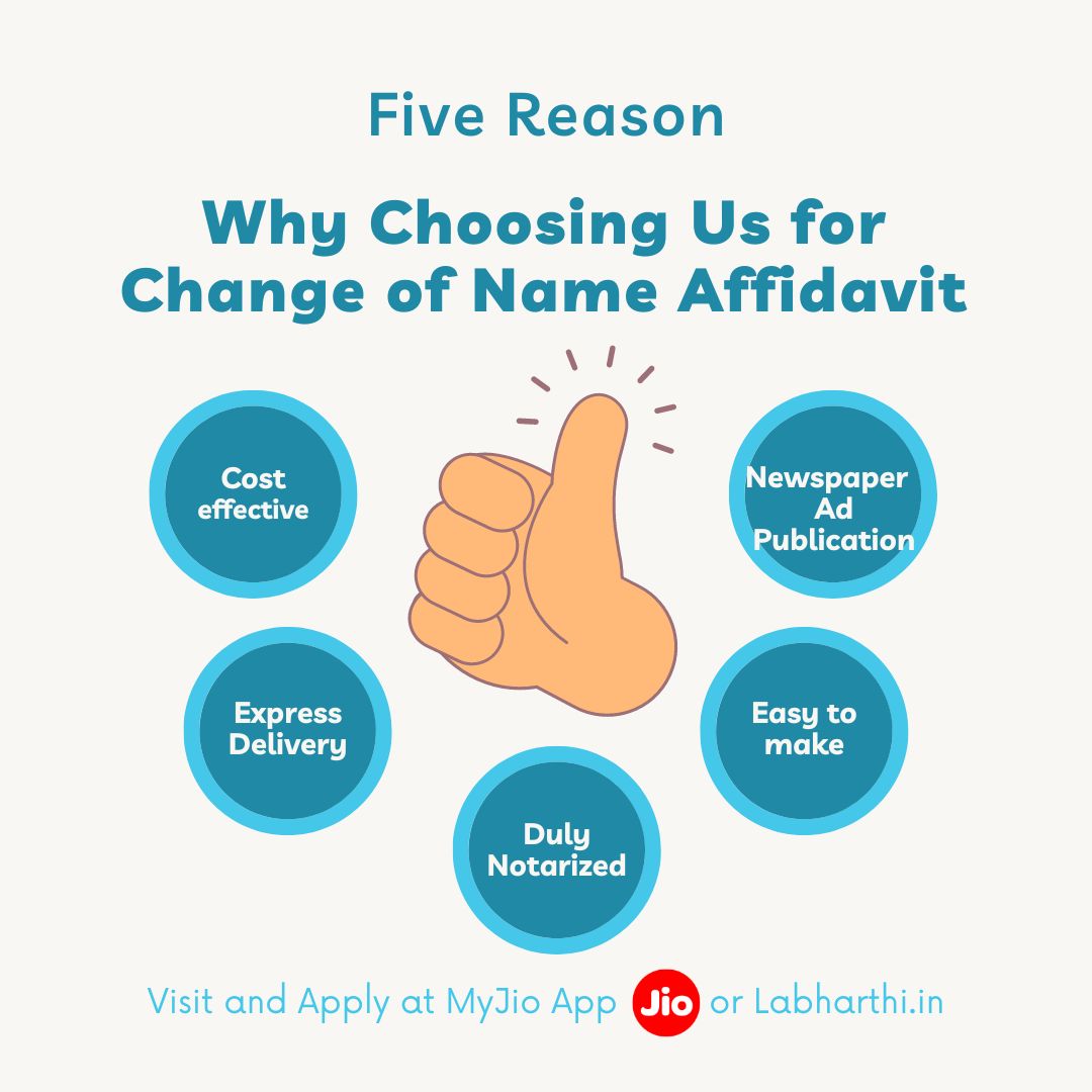 Making a change?✨ Our Change of Name affidavit is your key to a seamless transition. Whether it's a personal choice or a legal necessity, trust us to streamline the process. 📜✨Take the first step towards your new identity today! Apply Now at MyJio App under Jobs or at…