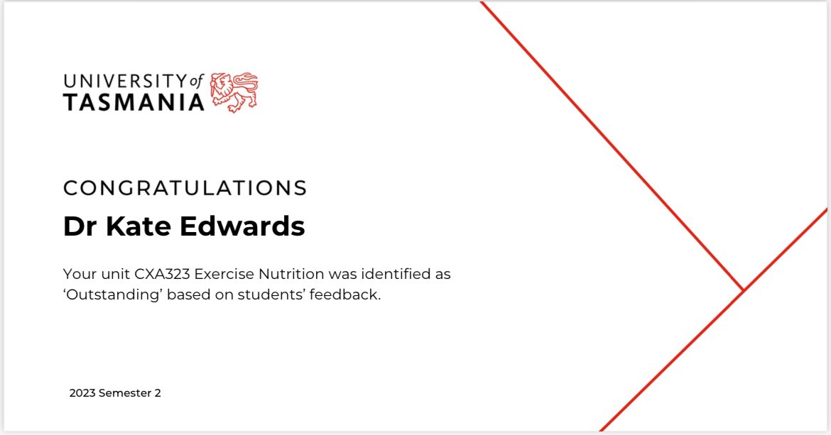 Surprised and delighted to receive a  Letter of Commendation from the Deputy Vice-Chancellor Education <a href="/UTAS_/">University of Tasmania</a>

Huge thanks to my lovely students who were an absolute pleasure to teach and who took the time to provide feedback.