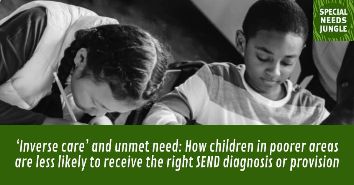 Special Needs Jungle (@spcialndsjungle) on Twitter photo NEW POST: ‘Inverse care’ and unmet need: How primary children in poorer areas are less likely to receive the right SEND diagnosis or provision. Dr <a href="/_TammyCampbell/">@drtammycampbell.bsky.social</a> explains for SNJ specialneedsjungle.com/inverse-care-u… NEW POST: ‘Inverse care’ and unmet need: How primary children in poorer areas are less likely to receive the right SEND diagnosis or provision. Dr <a href="/_TammyCampbell/">@drtammycampbell.bsky.social</a> explains for SNJ specialneedsjungle.com/inverse-care-u…