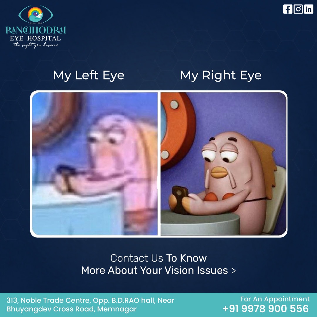 Facing the world with a vision that dances between blur and clarity!  One eye in a dream, the other in sharp focus a unique challenge, but I'm embracing it one clear step at a time.

#ranchhodraieyehospital #ClearVision #NoMoreGlasses #BookNow #eyecare #eyehospitals #eyecheck