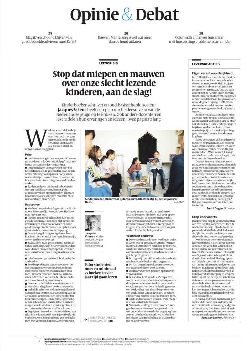 kardonsch's tweet photo. Stop dat miepen en mauwen over onze slecht lezende kinderen, aan de slag! 
https://t.co/DIJmZHksDL 

Kinderboekenschrijver en oud-basisschooldirecteur Jacques Vriens heeft een plan om het leesniveau van de Nederlandse jeugd op te krikken. #onderwijs #lezen https://t.co/HHjic4MfD1
