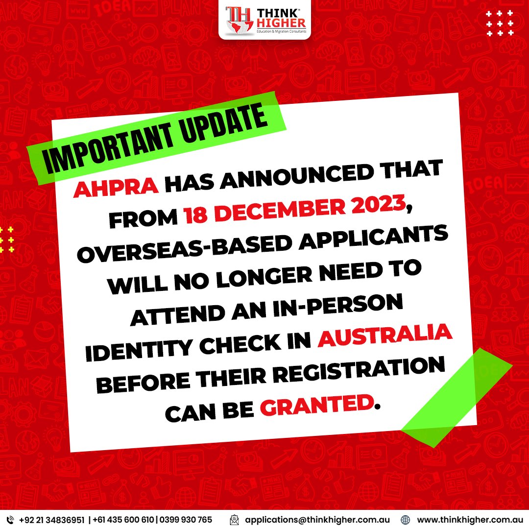 𝐈𝐦𝐩𝐨𝐫𝐭𝐚𝐧𝐭 𝐔𝐩𝐝𝐚𝐭𝐞! AHPRA - Fast track reforms for international practitioners #AHPRA #fasttrack #overseas #application #studyabroad #studyinaustralia #australianimmigration #skilledmigration #skilledvisa #thinkhigher #thinkhigherconsultants