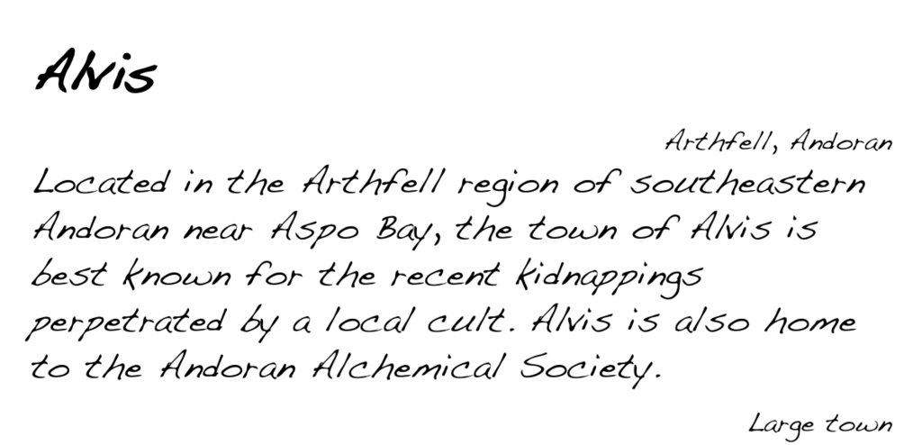 Alvis, Arthfell, Andoran pathfinderwiki.com/wiki/Alvis #Alvis #Arthfell #Andoran #AspoBay #AndorenAlchemicalSociety