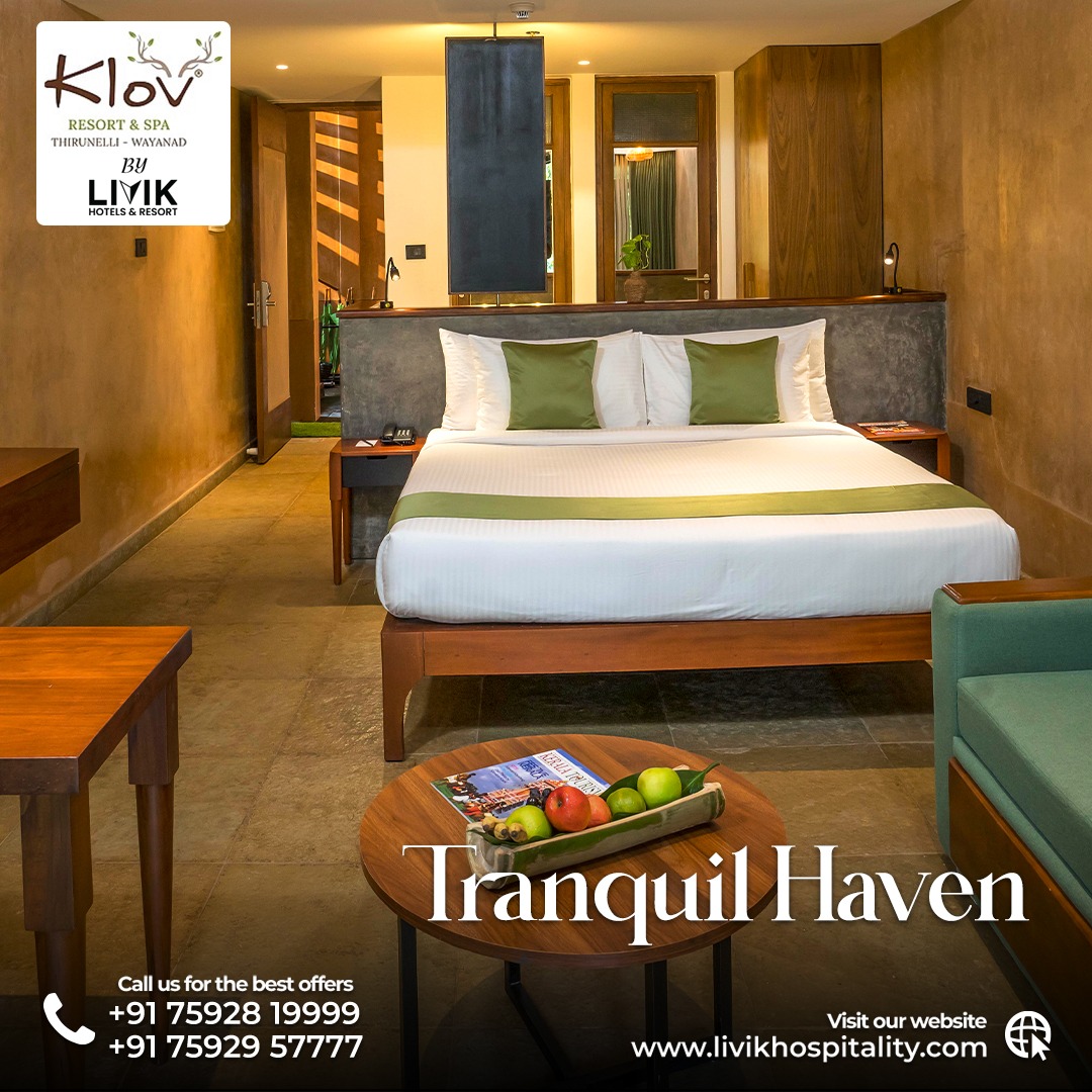 Livik_Hotels's tweet image. "Discover a haven of peace at Klov Resort and Spa – where our Tranquil Haven rooms redefine relaxation.

Klov Resort &amp;amp; Spa
Thirunelly Temple (Post), Wayanad, Dist, Thirunelly, Kerala 670646
Call: +91 7592819999.

#hospitality #room #comfortroom #travel #travelgram #tourist