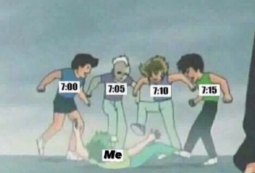 cuando pones alarmas cada 5 minutos