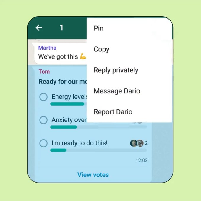 TechTravie's tweet photo. WhatsApp comeup with pinned messages.
what you think about it ?
#WhatsApp #PinnedMessages https://t.co/fprr8Pti5D
