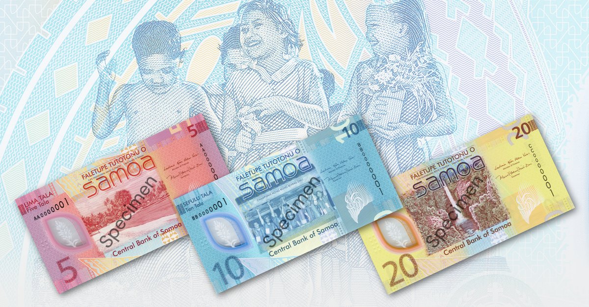 The Central Bank of Samoa (CBS) have unveiled their forthcoming polymer upgrade of its $5, $10, and $20 tala banknotes. Designed and printed by De La Rue, on SAFEGUARD® polymer substrate, the new banknotes are more durable, cleaner and more secure. #polymer #safeguard