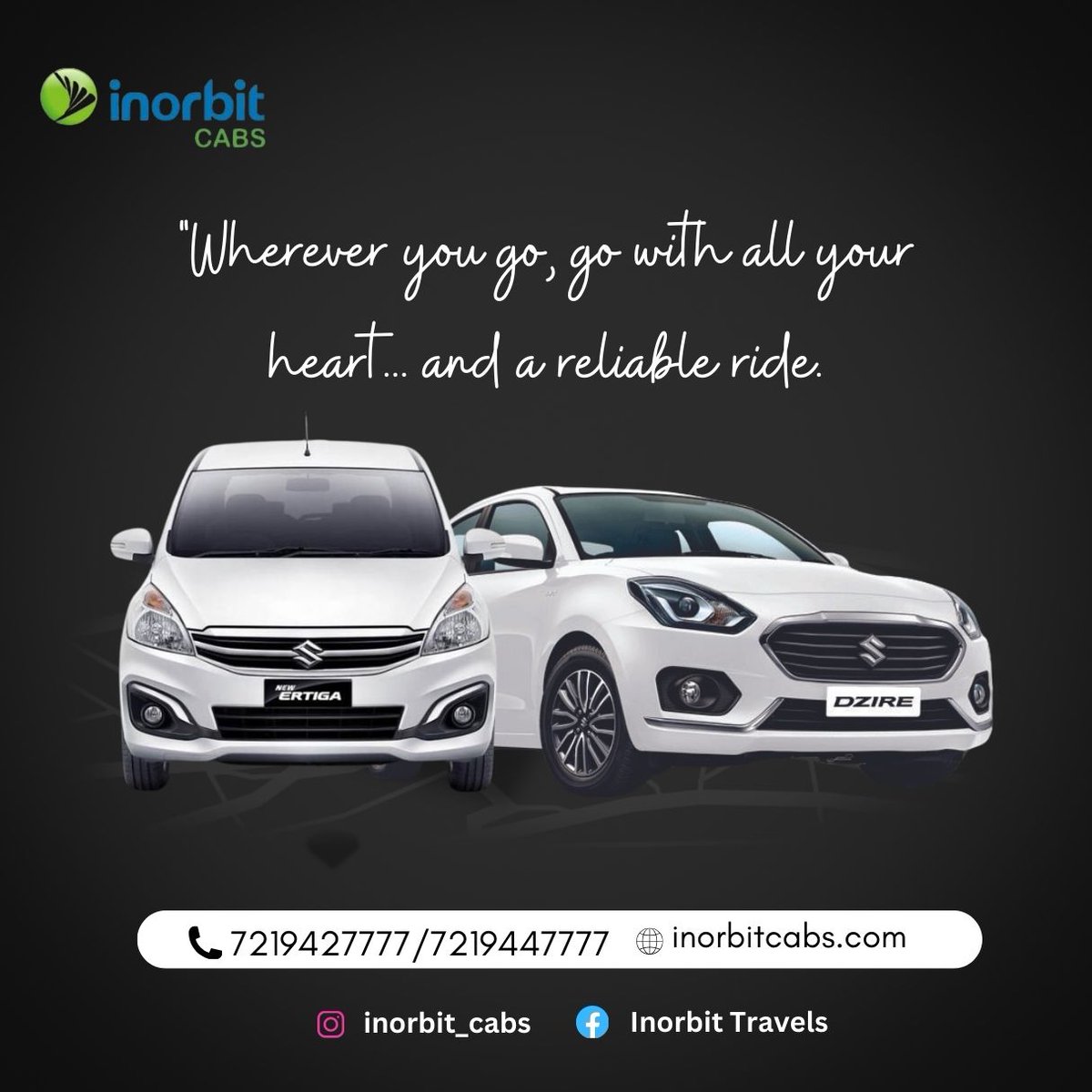 Wherever you go, go with all your heart.....and a reliable ride 🚗😊.........
#inorbitravels#rental#carrentaloutstation#carrentalservice#carrental #rentacar#travel #rentalcar #car #carhire #rental #cars #carrentals #rentcar #inorbittravels#carrentalpune#carrentalkl #rentalservice