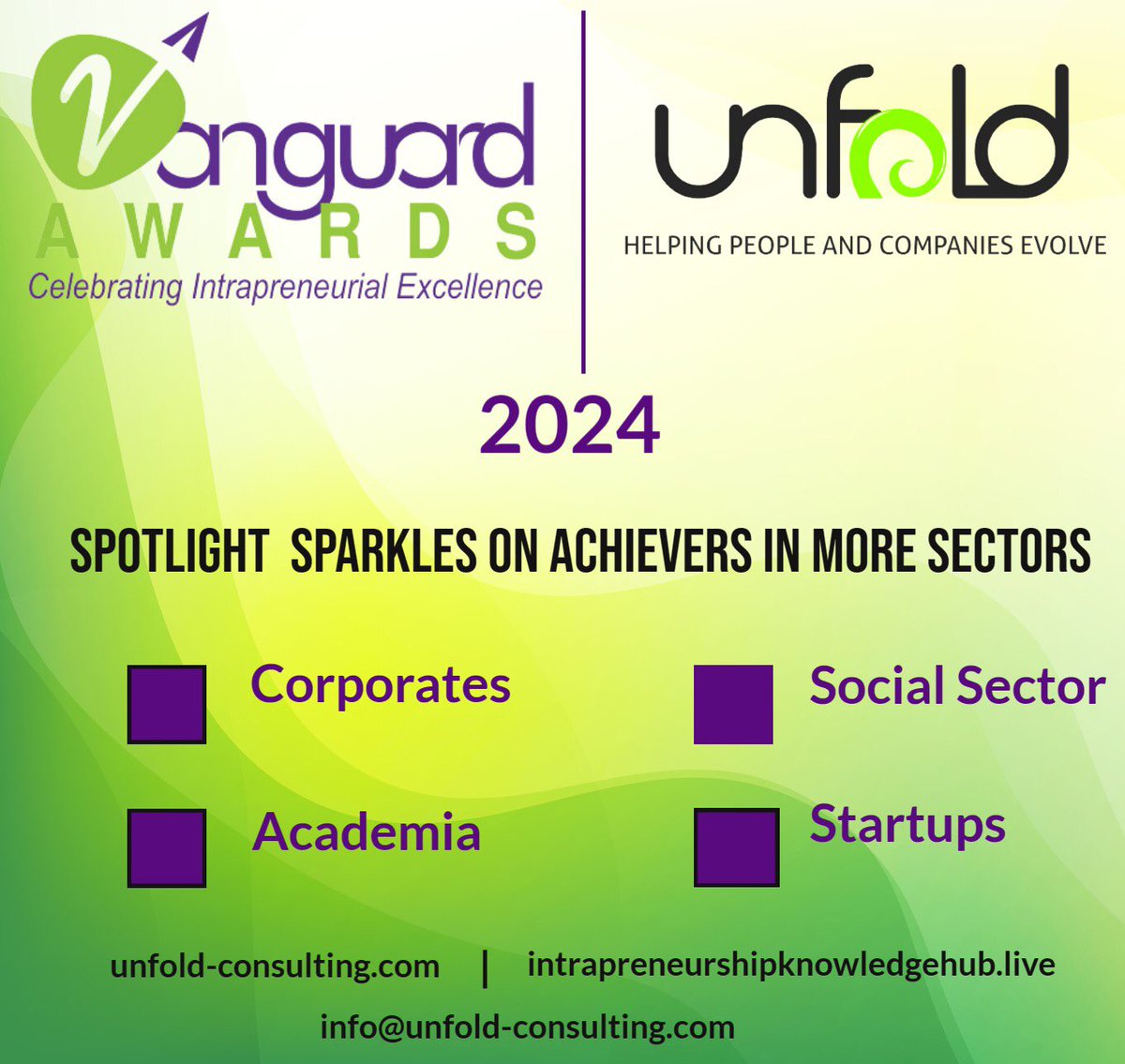 Vanguard #Awards for recognising intrapreneurial excellence scales to include 4 sectors in #India - #Corporate, #Social, #Academia and #Startups . We had close to 60 winners in our last 2 limited editions with inspirational stories of #ideas and people led #innovation &amp; practices