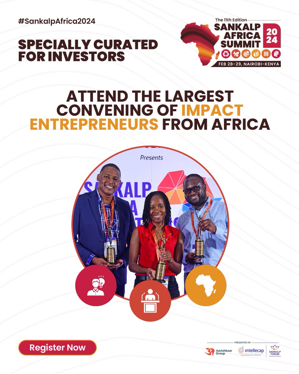 #SankalpAfrica2024 is specially curated for Investors Delve into various platforms designed to facilitate meaningful connections with entrepreneurs and sessions specifically curated to ensure you discover lucrative Investment Opportunities. Join us - bit.ly/SankalpAfricaS…