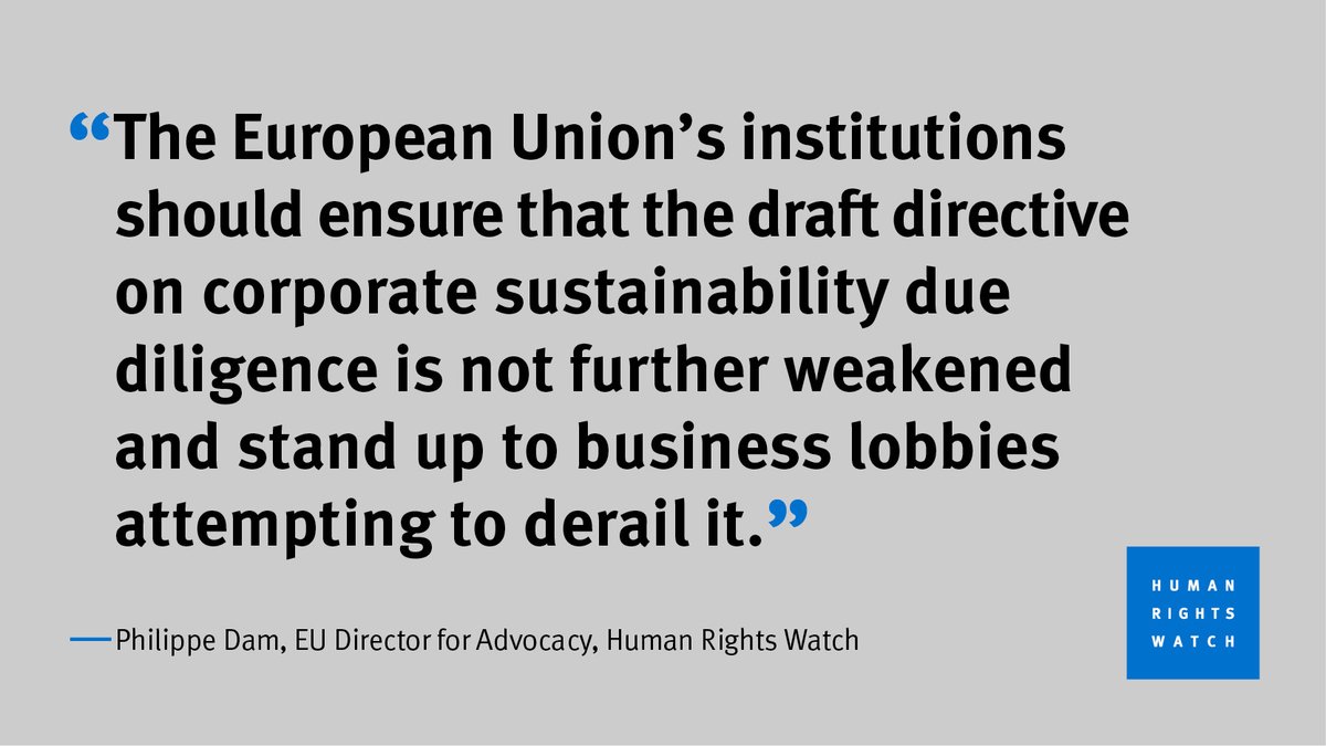 Marathon negotiations concluded. It's been a long slog w many ups & downs w tough negotiations around the EU corporate #sustainability #DueDiligence directive. Reaction from @hrw's @philippe_dam #Vote4DueDiligence #CSDDD #BizHumanRights