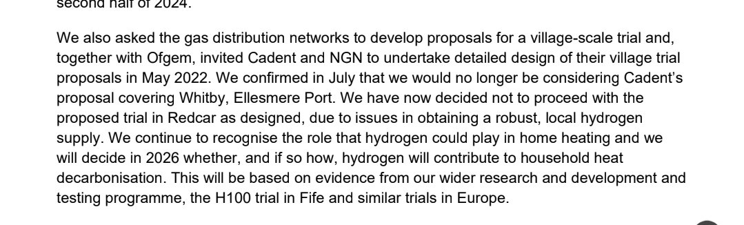 Government has just cancelled the Redcar hydrogen village trial in a hydrogen market update. gov.uk/government/pub…