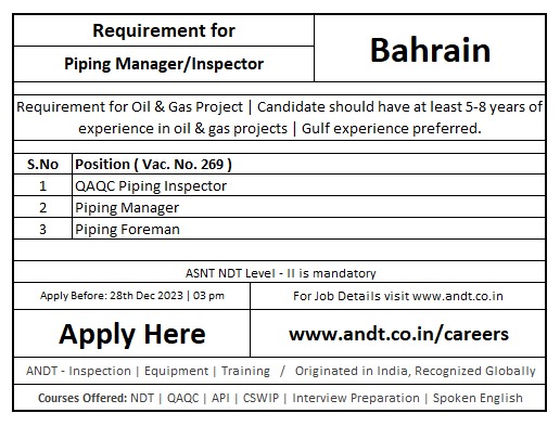 AndtTraining's tweet image. Latest Openings Alerts for Abroad (Bahrain &amp;amp; Saudi Arabia)

#saudiJobs #CareerGrowth #EngineeringRoles #InspectorPositions #QualityAssuranceJobs #QualityControlRoles #NDTCareers #ConstructionOpportunities #OilAndGasJobs  #bahrain #IndustrialInspectionRoles #HiringNow