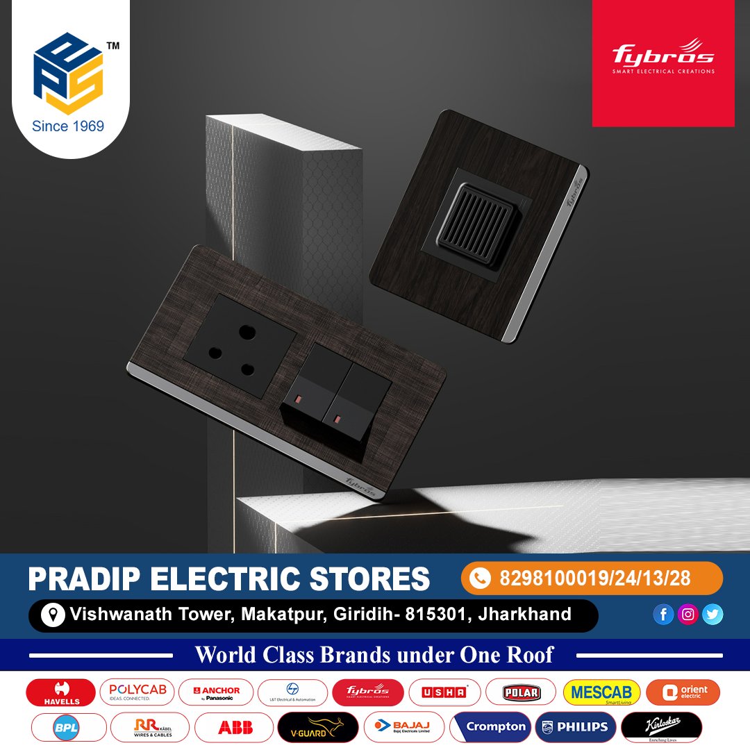 Bring modern aesthetics to your space with Four-X Series 11

Call us :- 8298100013,19,24,27,28

Pradip Electric Stores
Makatpur, Giridih - 815301

#Fybros #PradipElectricStores #VidyaLaxmiTower #ElectricStores #Makatpur #Giridih