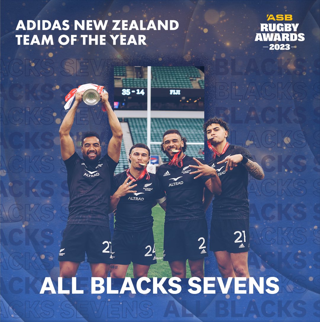 Adidas New Zealand Team of the Year! Congratulations to our All Blacks Sevens lads 🔥🖤 #ASBRugbyAwards