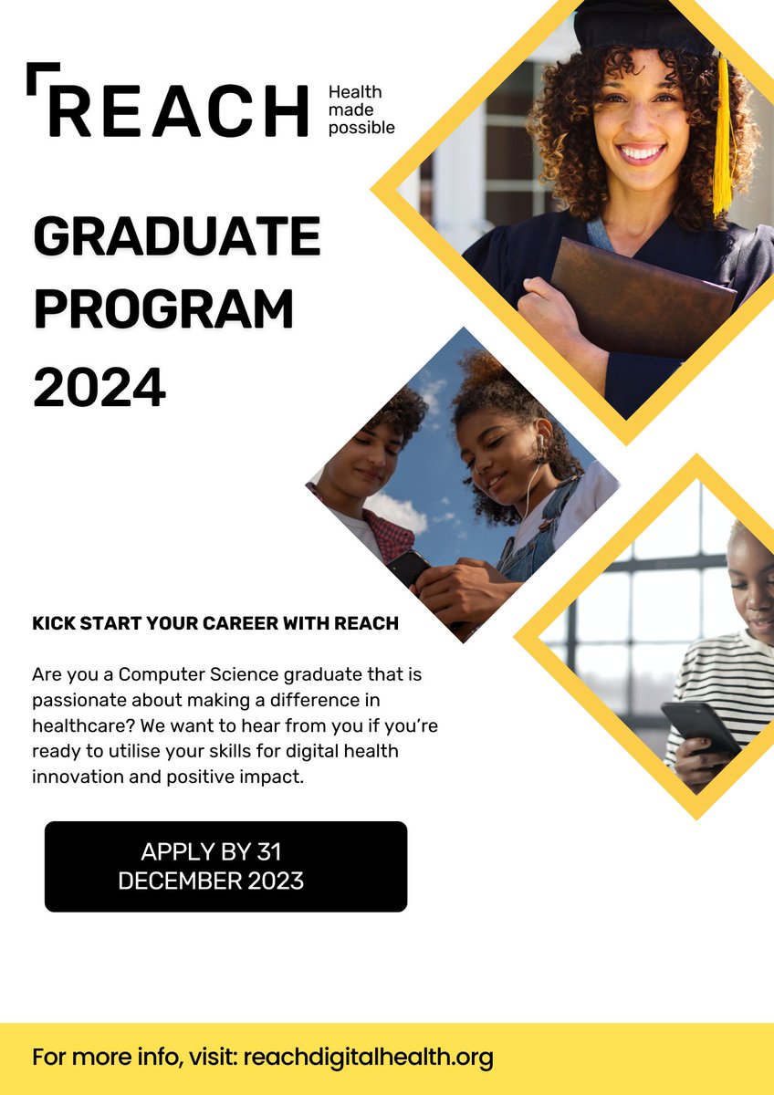 ReachHealth's tweet image. Calling all aspiring software engineers! Join Reach&apos;s Graduate Program in digital health and embark on an impactful journey towards universal health coverage. #HealthcareHeroes #GraduateProgram #MakeADifference #ReachHealth
