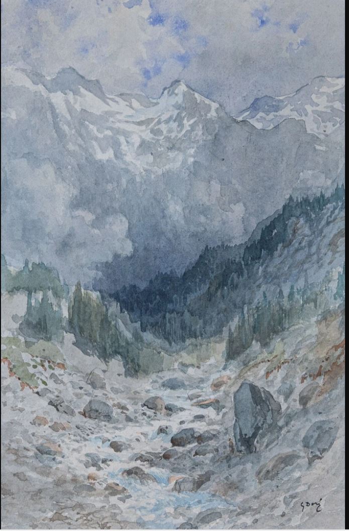 🤩 Préemption pour le @museedupuy ! Aquarelle de Gustave Doré, 'Cascade de Gavarnie ', c. 1882. Elle vient enrichir la collection pyrénéenne du Cabinet des arts graphiques du musée, la + importante de la region Occitanie avec celle du musée pyrénéen de Lourdes. #acquisition