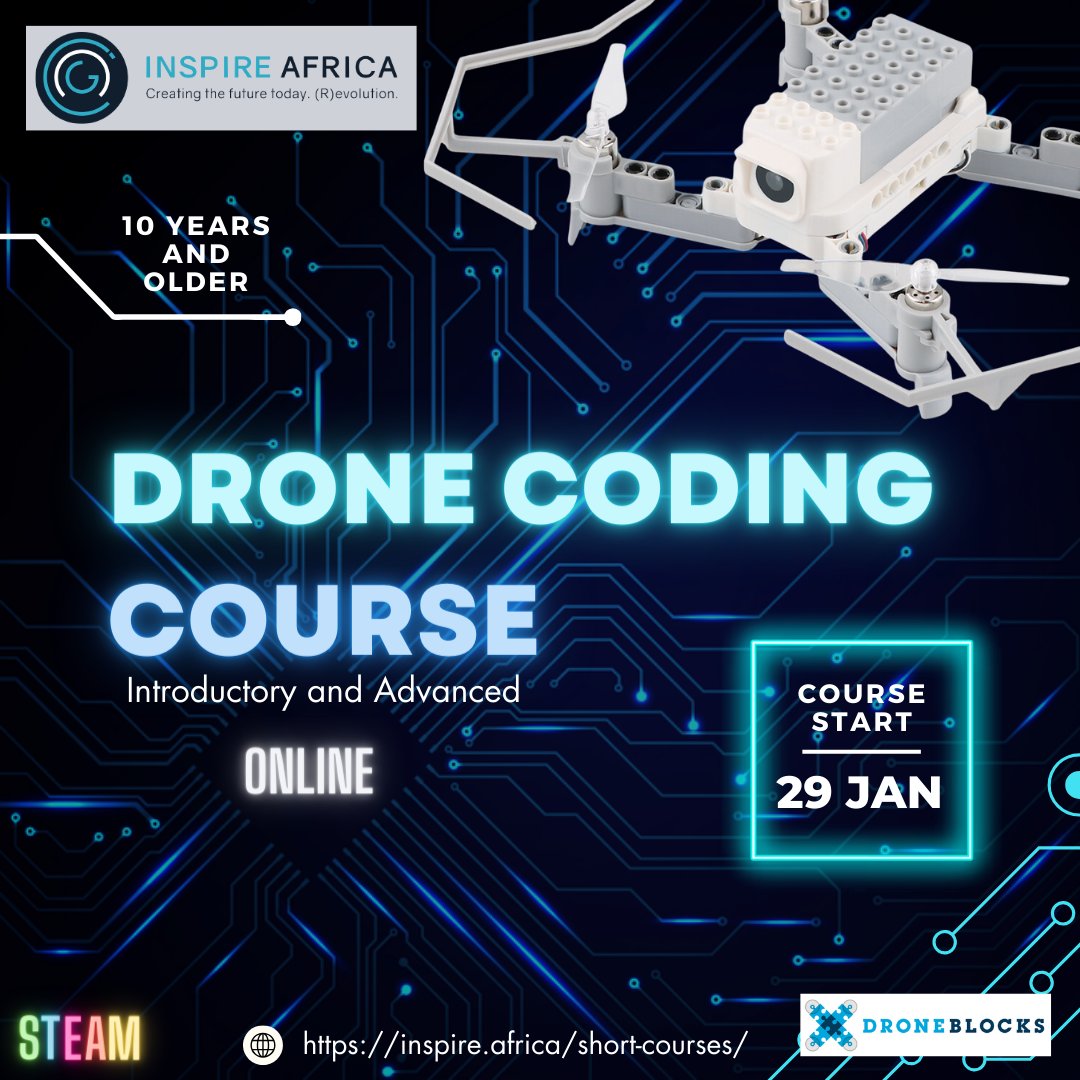 InspireAfricaG's tweet image. Learn from the pros, take advantage of the exciting hands-on projects, and get the latest drone tech education. Visualize the future and sign up now! 

inspire.africa/short-courses/

#DroneCoding #CodingForYouth #EducationForTomorrow
