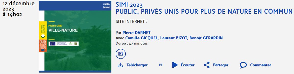[#VilleNature - SIMI 2023] 

✅Acteurs publics - Acteurs privés
✅Unis pour plus de 🌳nature en commun
✅Agir à l’échelle des quartiers

Réécoutez le podcast ⤵️
fr.thegreencities.eu/evenementen/ci…