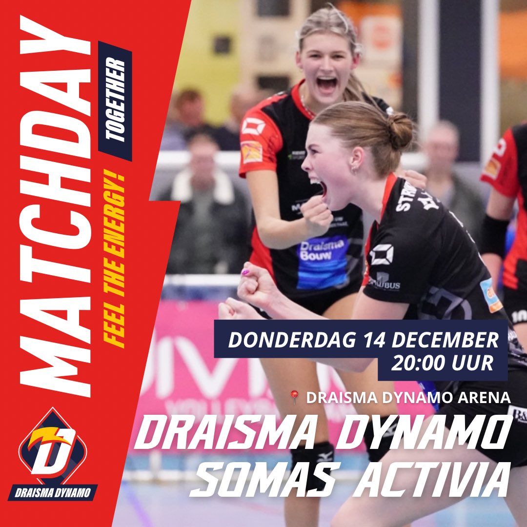 🔥MATCHDAY🔥

Vanavond spelen we onze doordeweekse thuiswedstrijd tegen Somas Activia.

Tot vanavond 👊🤝
👉 tickets via draismadynamo.nl 👈

🏟️ Draisma Dynamo Arena 
📍 Apeldoorn
📆 14 december 2023
🕙 20:00 uur 

<a href="/nevobo/">Nevobo</a> #Volleybal