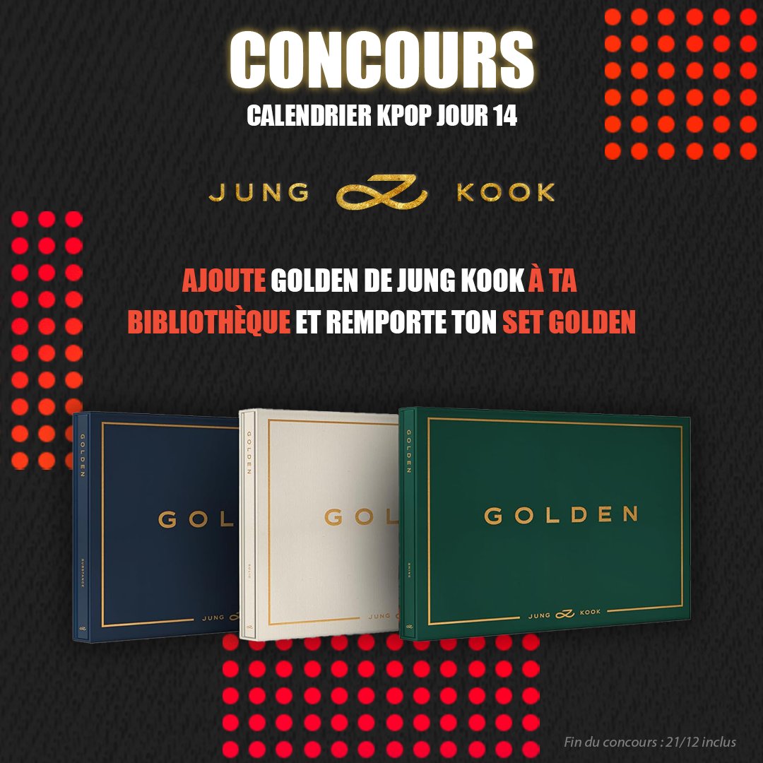 En ce 14ème jour du #calendrierkpop c'est Jung Kook, avec son album GOLDEN, qui est mis à l'honneur ! RDV sur notre site pour participer : live.umusic.com/calendrier-kpop #concours #concoursKPOP #JungKook