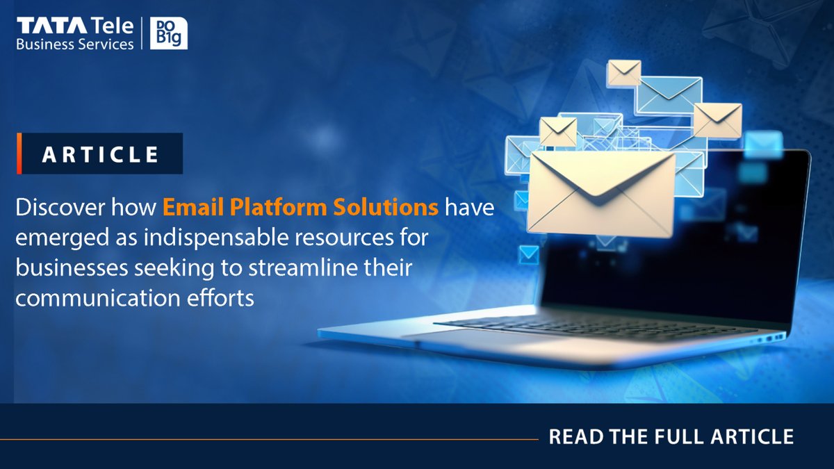 TataTeleBiz's tweet photo. Explore the trends driving the necessity for Email Platform Solutions and offer a detailed glimpse into the future of email communication.
Know more: https://t.co/c7O8UoY8KH
#TimeToDoBig #Business #EmailSolutions #Communications #Tata https://t.co/2pXZDlELfX
