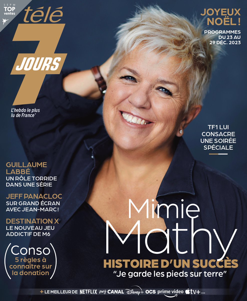 Tele7jours's tweet photo. 📷 C’est @MimieMathyOff qui est cette semaine en couverture de votre magazine #Télé7Jours !
La comédienne sera notamment à l’affiche d’une soirée spéciale #Noël sur @tf1 le lundi 25 décembre ✨
Disponible en kiosque dès lundi. https://t.co/MY26dv8EE1