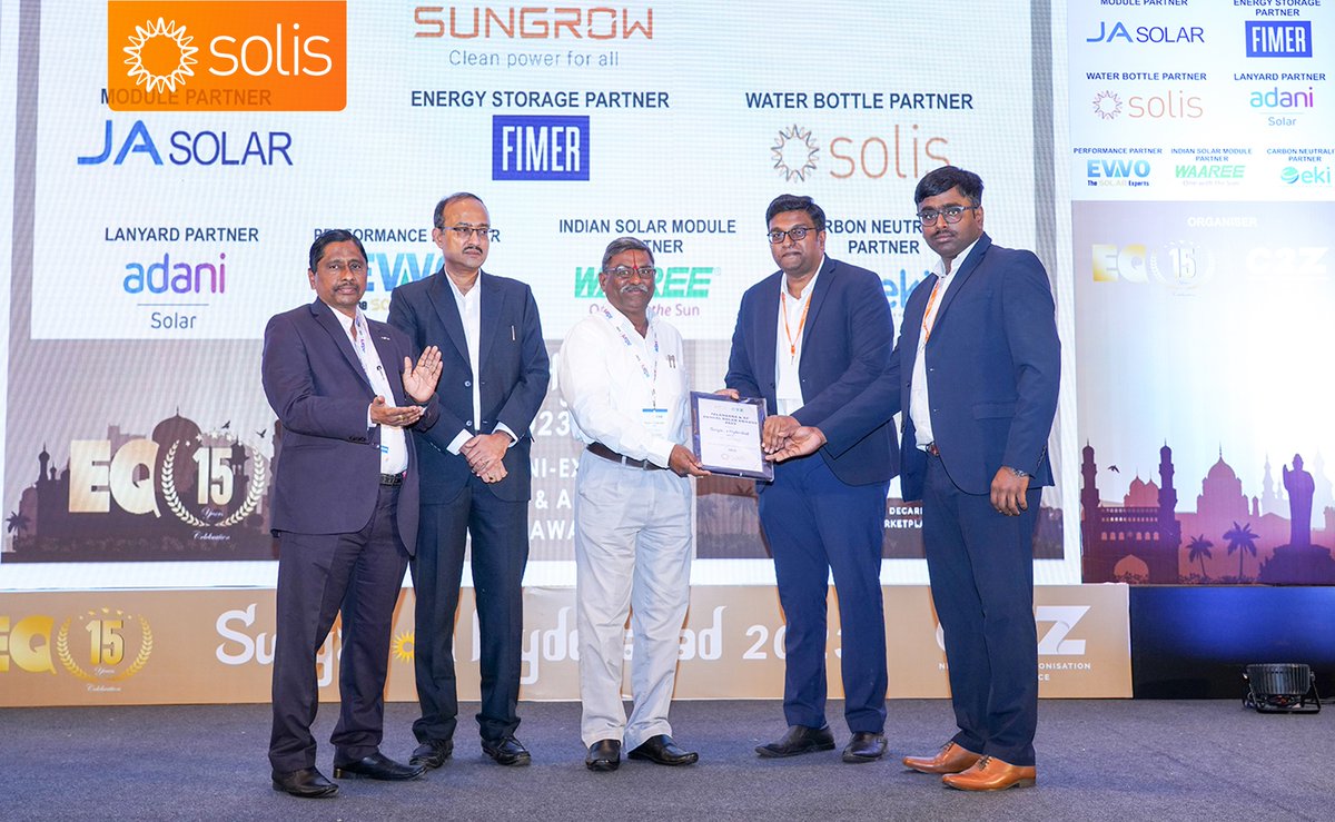 Solis_Inverters's tweet photo. #SolisConferenceRecap 🏆 Our journey at HYDERABAD SuryaCon Conference was electric! During the event, Solis was proudly named '𝐁𝐞𝐬𝐭 𝐒𝐨𝐥𝐚𝐫 𝐈𝐧𝐯𝐞𝐫𝐭𝐞𝐫 𝐂𝐨𝐦𝐩𝐚𝐧𝐲 𝐭𝐨 𝐰𝐨𝐫𝐤 𝐟𝐨𝐫,' reflecting our commitment to a supportive workplace. Huge thanks to everyone igniting the green energy revolution! Let's keep shining! ✨

Solis: The World's 3rd Largest PV Inverter Manufacturer 🌞

#SolisInverter #solarenergy #cleanenergy #event #India