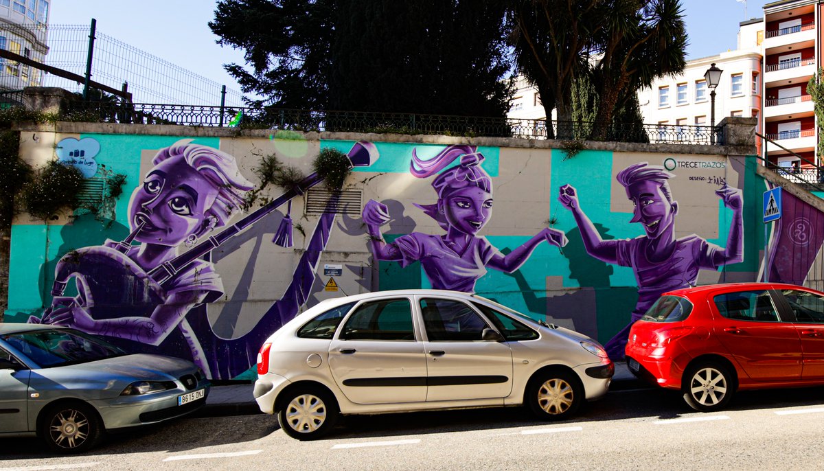 SdeAudiovisuais's tweet photo. 🎨 “Todas as músicas son cultura” é o título deste mural, elaborado polos artistas Iván Mouronte e Rubén Paz, do colectivo @Trecetrazos. 

🥁 Esta homenaxe á nosa música tradicional está na rúa Paxariños do @concellodelugo. https://t.co/dWc4YKl1BQ