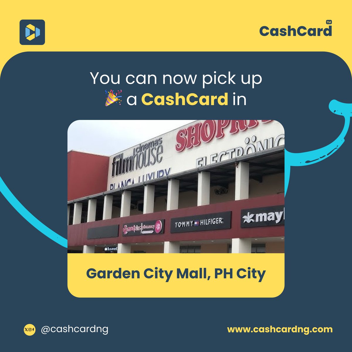 Announcement💥
We are excited to announce that you can now pick up your #CashCard💳at the 📍Dynastees Stand (middle of mall) at #GardenCityMall. Pick up a Cashcard, #activate it under #2mins and enjoy 1%Cashback💸 every time. #CashAfrica #Cashback #easierpayments