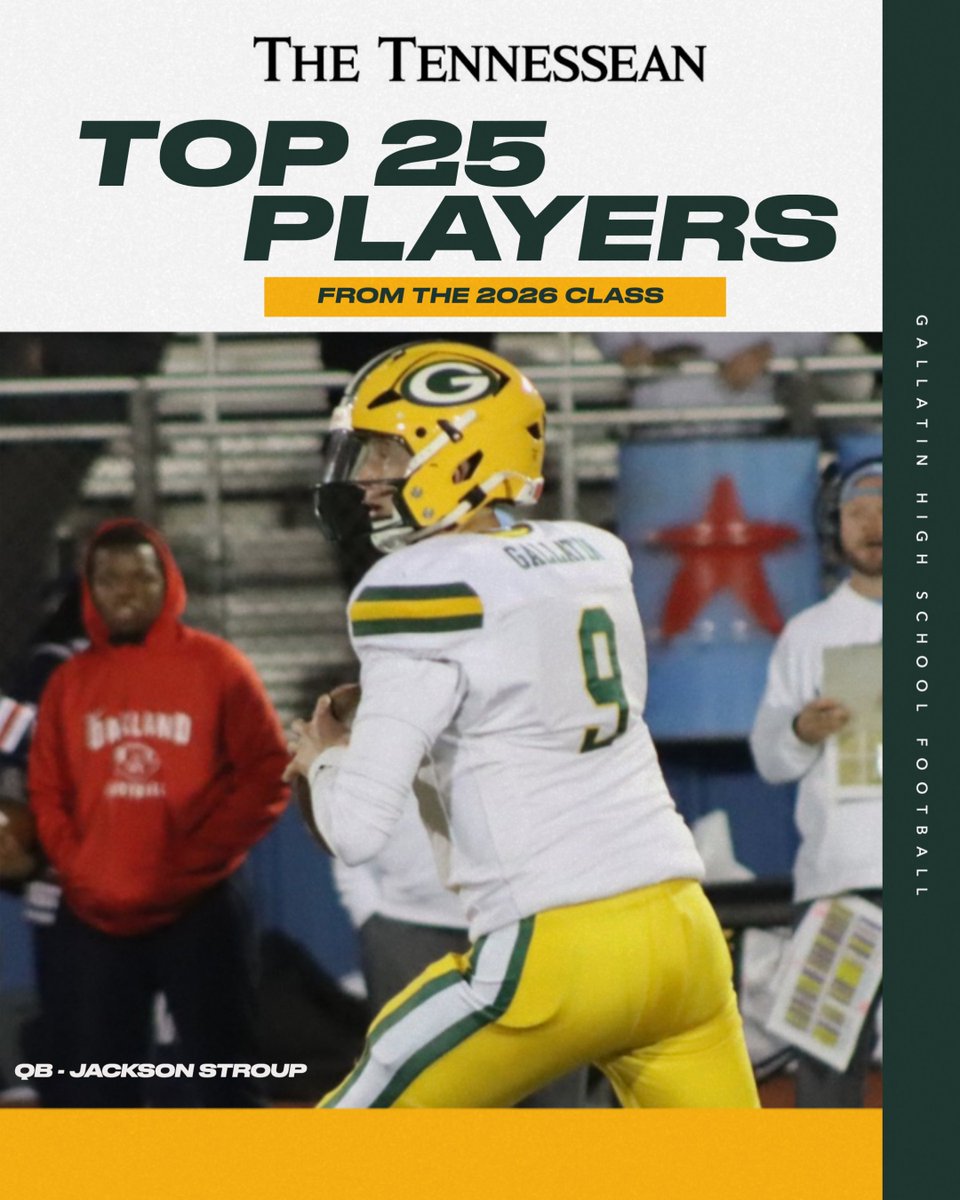 USA TODAY Sports Network unveils its top 25 players from the 2026 class. @JRStroupQB9 @GHSGreenWave @GreenWavePride tennessean.com/story/sports/h…